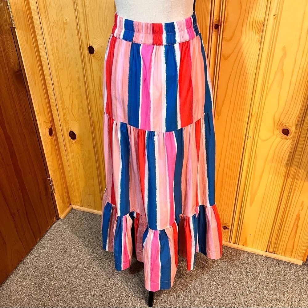 Oliphant Colorful Striped Button Front Maxi Skirt Sz-M - Picture 5 of 10